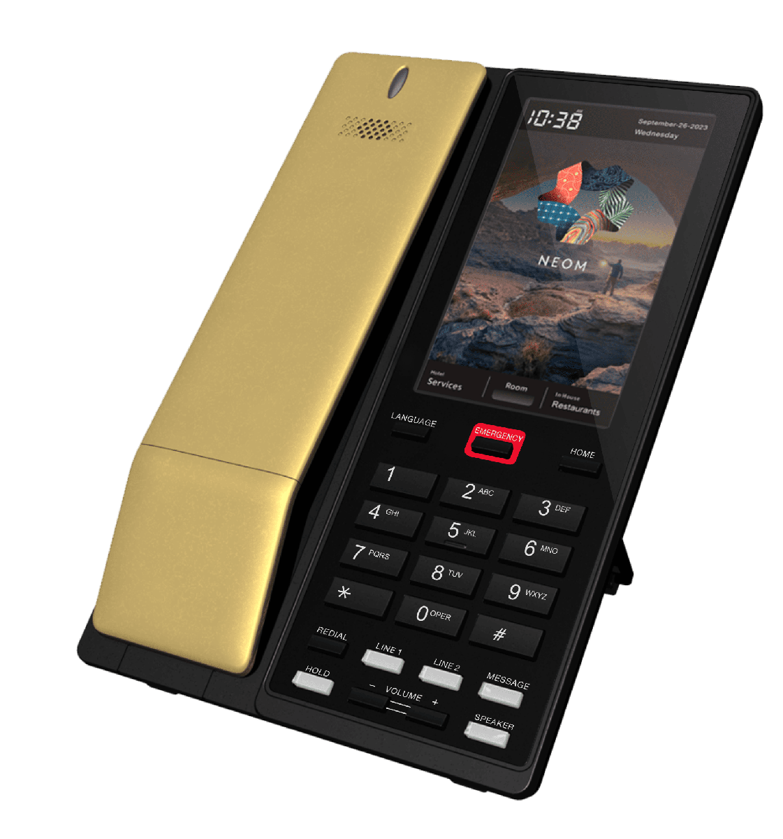 AEi VM-S9208-SMK 4.3 LCD Cordless DECT Phone Black Gold Finish